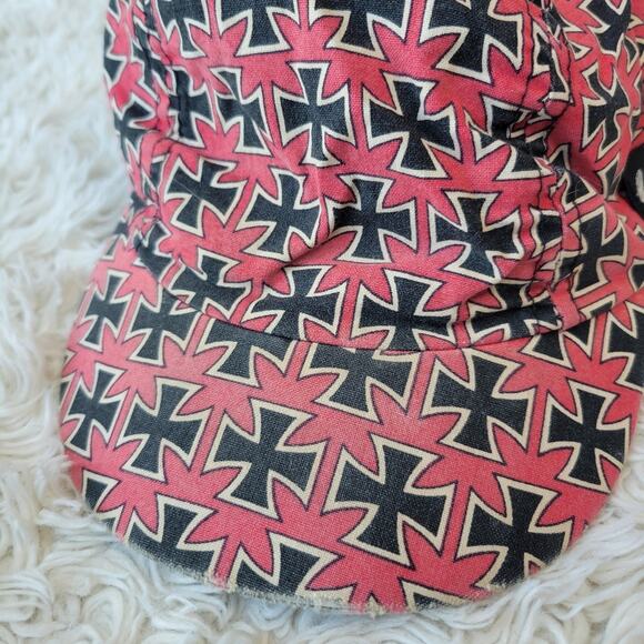 Vintage Rare 80s Life's A Beach Surfgear Punk Cyclist Hat Iron Cross OS - Picture 8 of 9